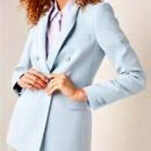 Reiss Women Light Blue Double-Breasted Blazer - Size 4